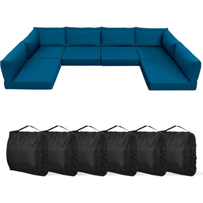 Ensemble de remplacement pour coussin de mobilier de patio 14 pièces - oléfine résistant aux intempéries avec revêtement en TPU, résistant aux rayons UV / à la décoloration / aux taches / à l'eau, pour canapé modulaire 6 places