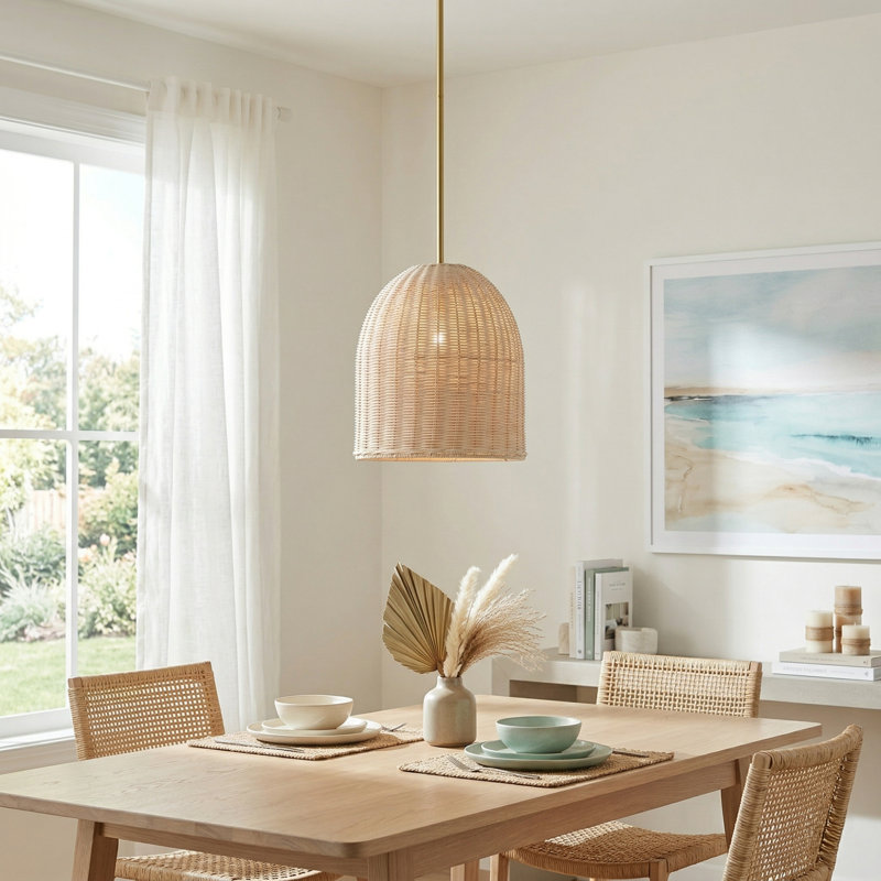 1 - Light Natural Dome Pendant, Gold