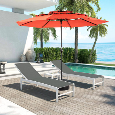 Parasol à 3 niveaux en aluminium pour pelouse 10 pieds