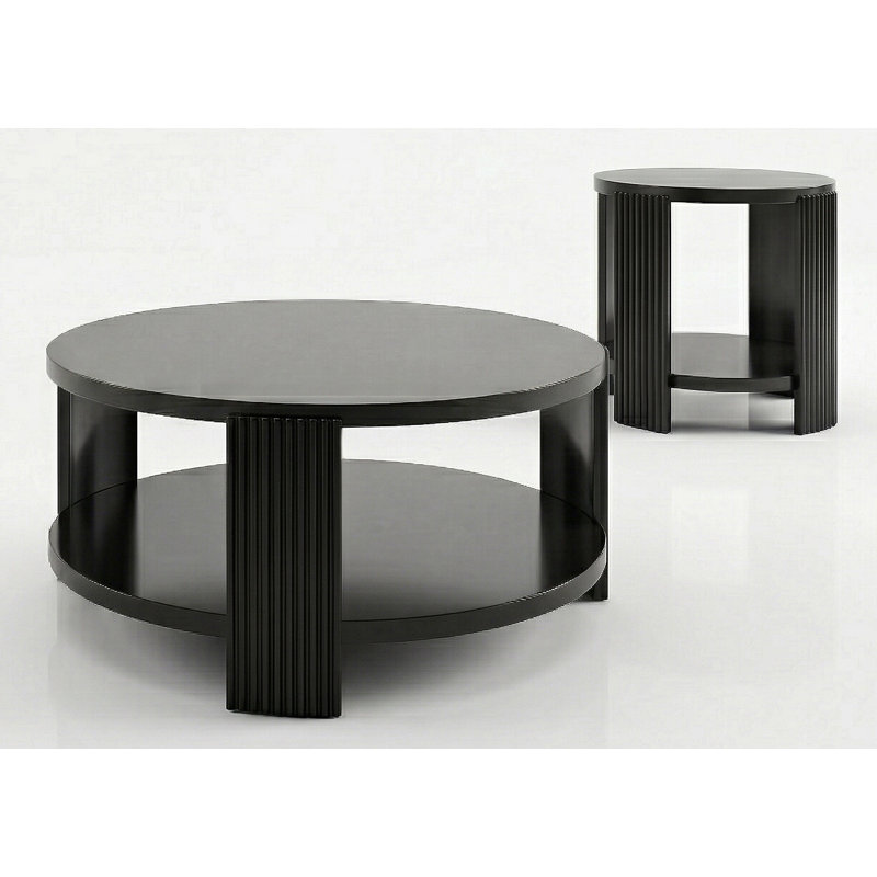 Ensemble de tables basses 2 pièces Liabella, 2 pièces: table basse, table de bout, Noir