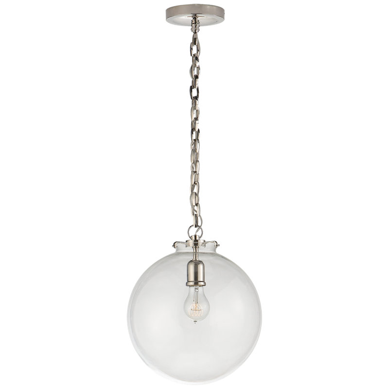 Thomas O'Brien Katie Globe Pendant, Clear, Polished Nickel