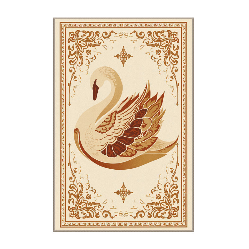Tapis oriental beige lavable à la machine Pavnes Swan, 2 pi x 3 pi