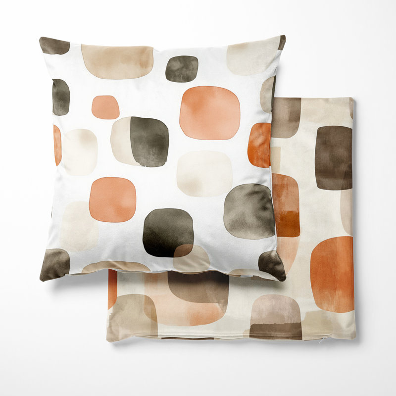 Warm Shibui - Coussin décoratif décoratif abstrait imprimé 2 pièces, H 18 po x l 18 po