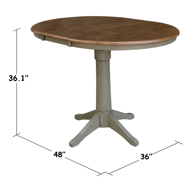 Henington Extendable Solid Wood Dining Table, Hickory/Stone