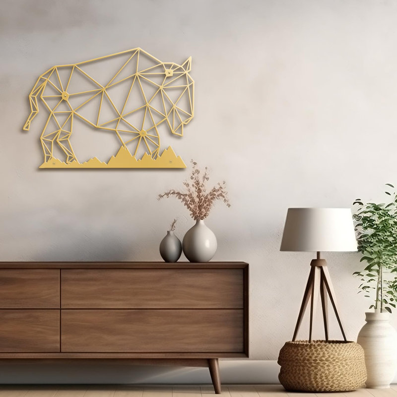 Vache, faune, décoration murale abstraite moderne, décoration suspendue, décoration murale en métal, Doré