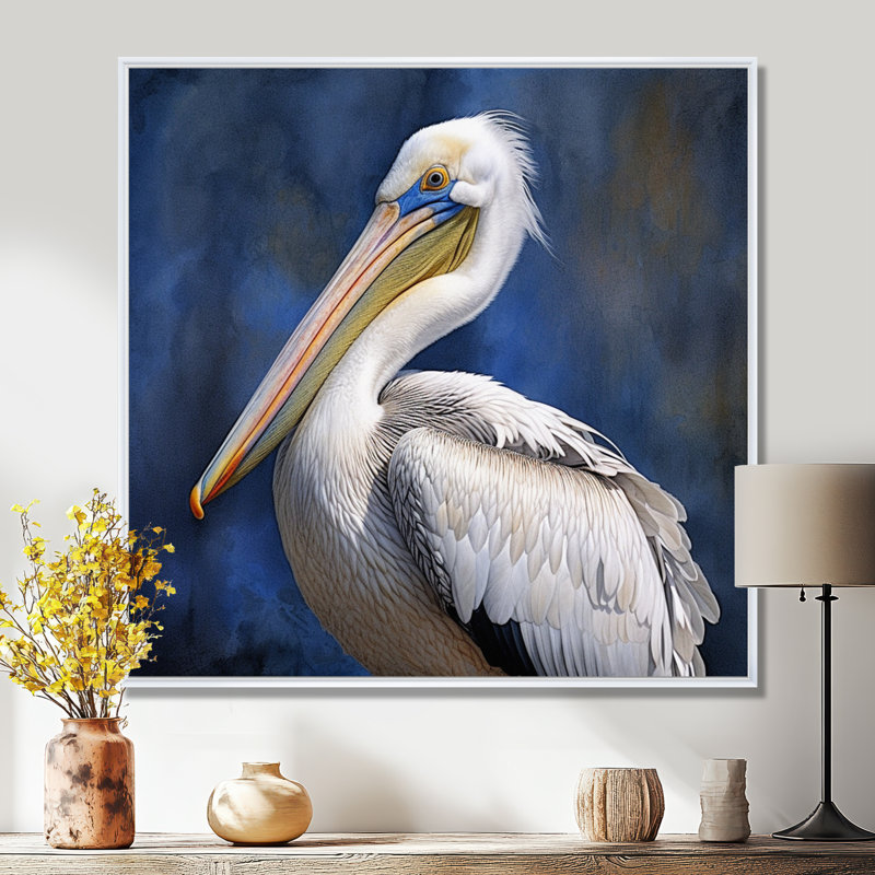 «Majestic Pelican Seabird V», reproduction sur toile, H 30 po x l 30 po x P 1 po, Cadre flottant blanc