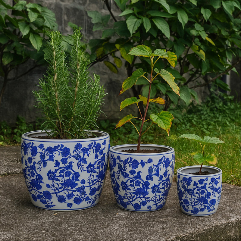 Ensemble de 2 pots à fleurs avec réservoir pour l'intérieur et l'extérieur - Blanc - Cône carré