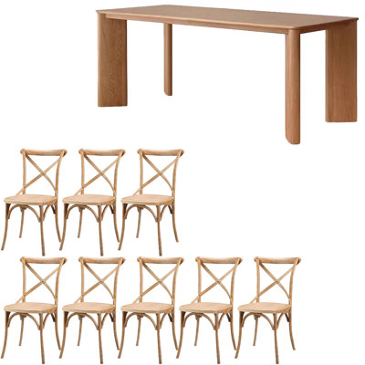Ensemble de table de salle à manger simple en bois massif de style nordique