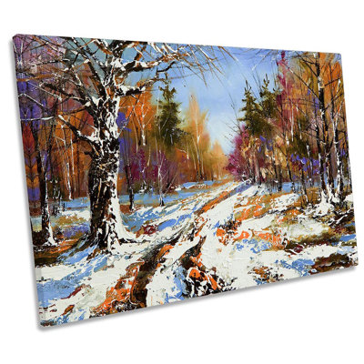 Winter Forest Abstract Landscape - Wrapped Canvas Print
