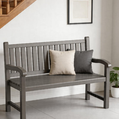 Banc d'extérieur en résine toutes saisons (brun-gris)