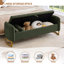 Banc de rangement moderne Lunara 66"W, capitonné, motif Teddy, à placer au pied du lit, avec pieds dorés, poche pour accoudoir et 2 coussins.-346524066-343922331