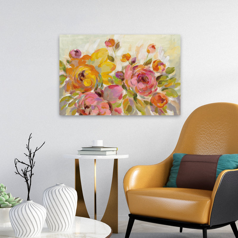 Fleurs florales - pivoines brossées, H 16 po x l 24 po