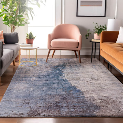 Premium Machine Washable Cerrito Blue Rug