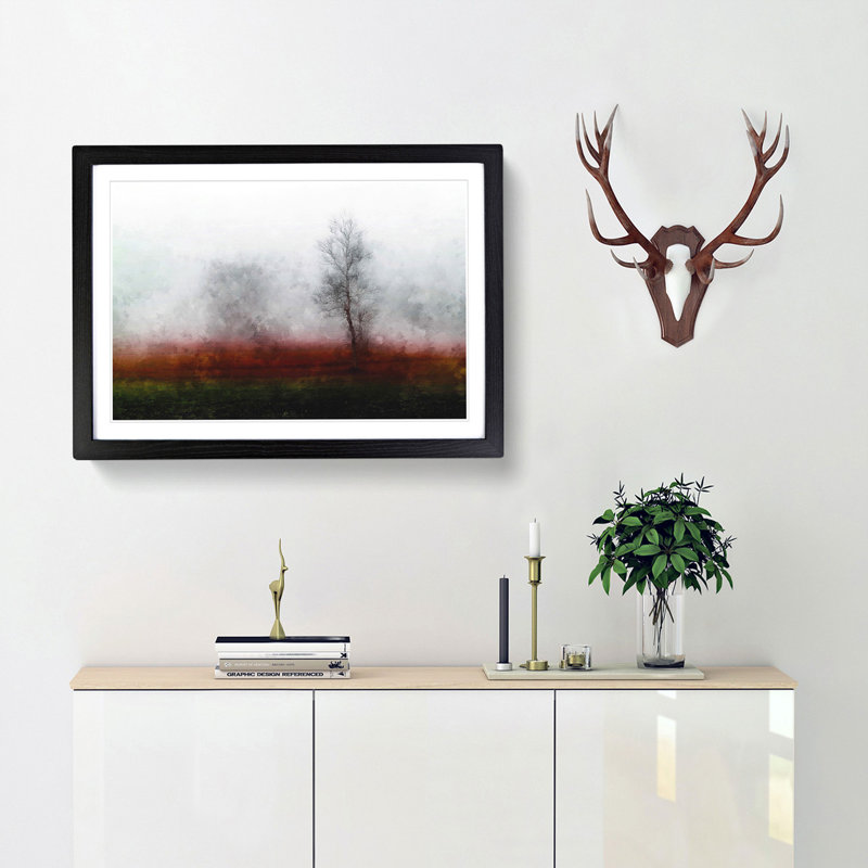 Tree Fog in Switzerland - Picture Frame Graphic Art Print, 62cm H x 87cm W x 2cm D, Black Framed