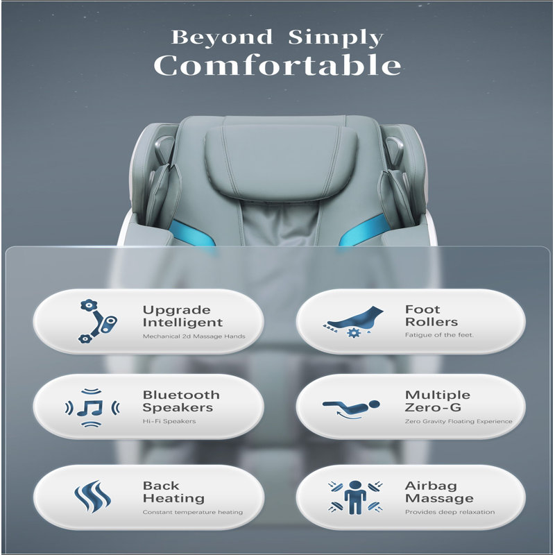 Fauteuil inclinable de massage pour fauteuil de massage avec fauteuil roulant, massage à coussin d'air, zéro gravité, haut-parleur Bluetooth