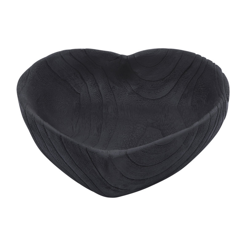 Akshaye Set of 2 Heart-Shaped Paulownia Wood Bowls - Handcrafted Casual Home Decorative Accent Bowls with Natural Grain for a Stylish and Versatile Display in Any Space