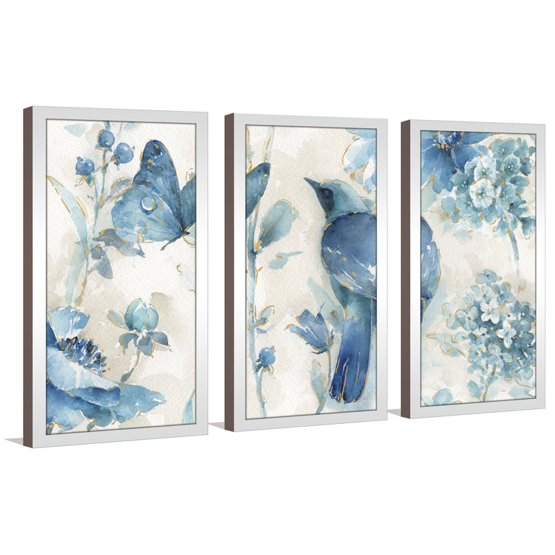 Indigold III - Cadre photo 3 pièces, impression multi-pièces, H 33,5 po x l 52,5 po x P 1 po