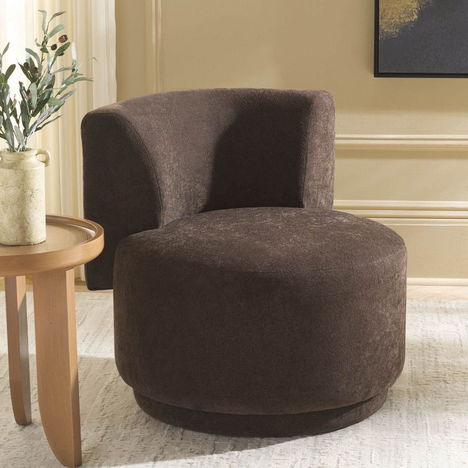 Tatjana Accent Chair, Brown Linen