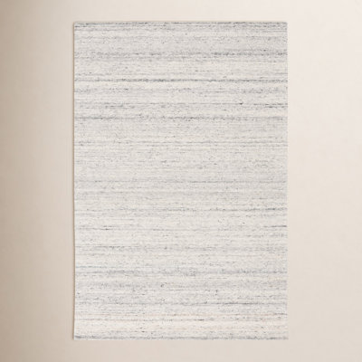 Gray Hand-Woven Striped Wool Rug