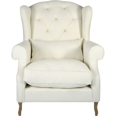 Linen Tufted Wingback Chair