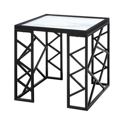 Living Room 3pc Tables With Metal Base And Tempered Glass Tops Modern Coffee End Black