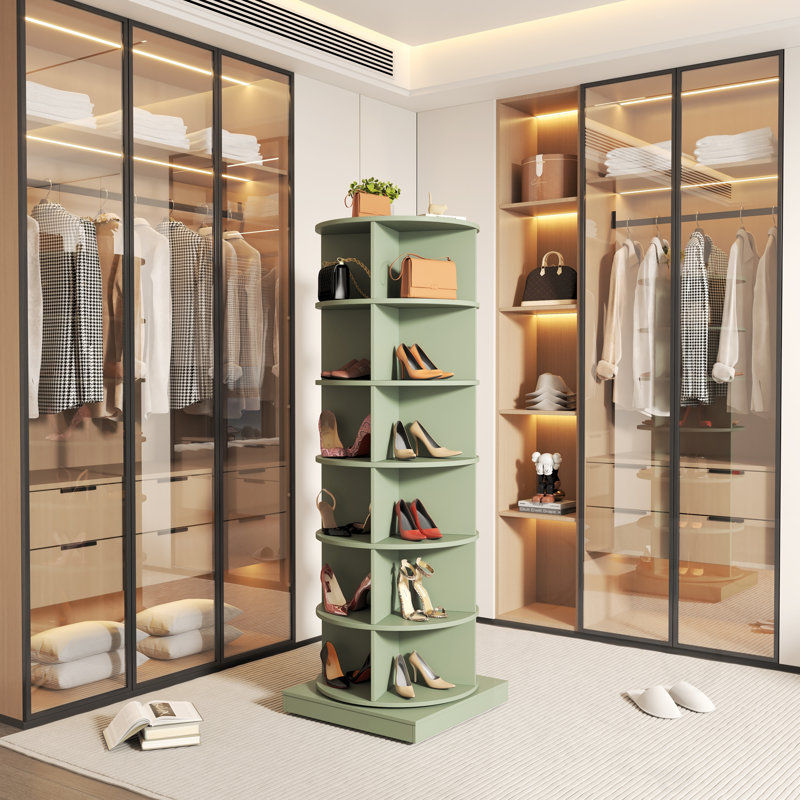 6 Layers 360°Rotating Shoe Cabinet, Green