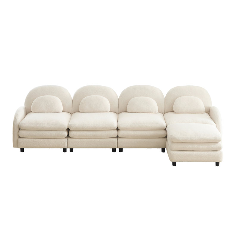 Canapé 3 places Teddy, 35.4" H x 129.1" W x 33.8" D, Beige White