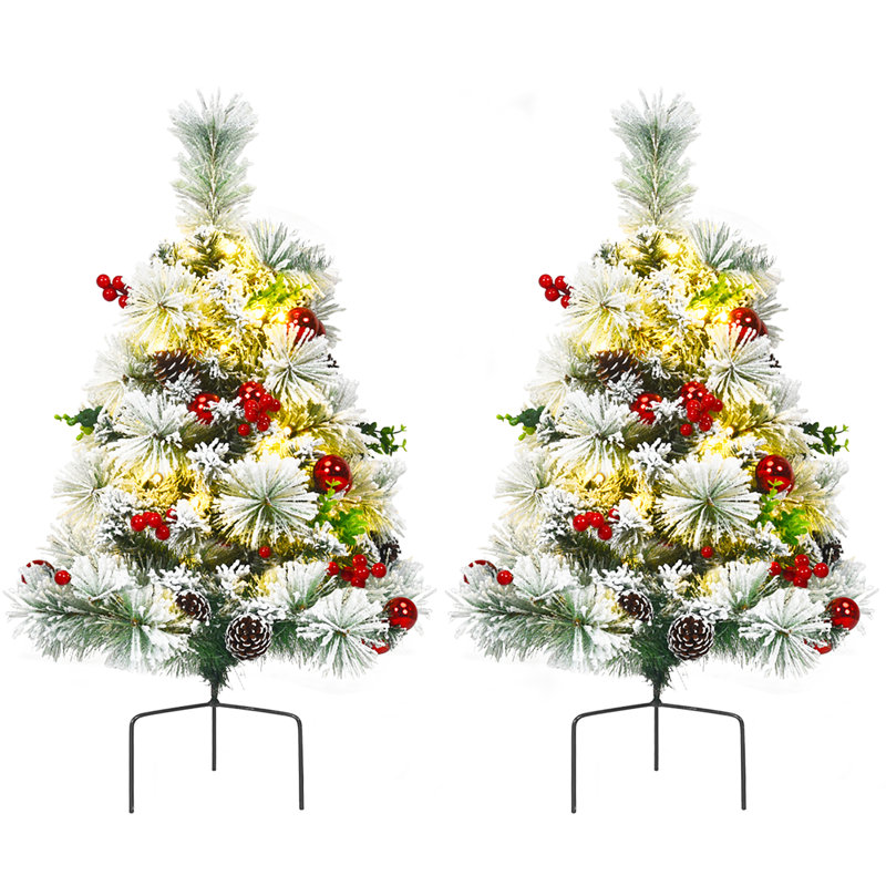 Arbre de Noël artificiel enneigé 2,4 pi avec 30 lumières claires et colorées