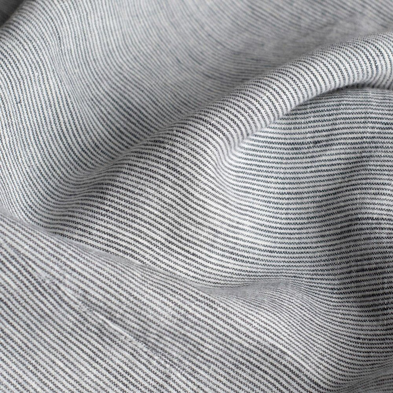 100% French Linen Sheet Set, Queen Sheet Set with 2 Pillowcases, Shadow Pinstripe