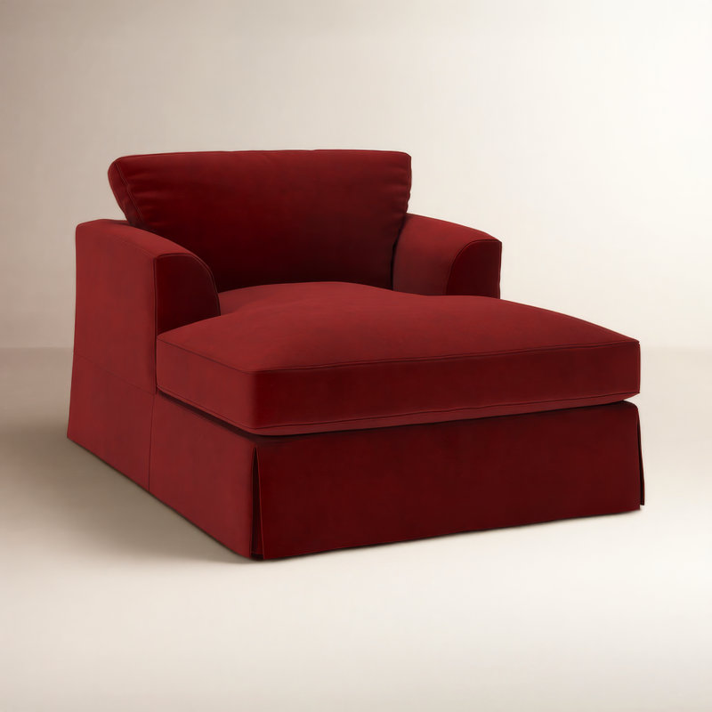 Lucia Upholstered Chaise Lounge, Bella Ruby Performance Velvet