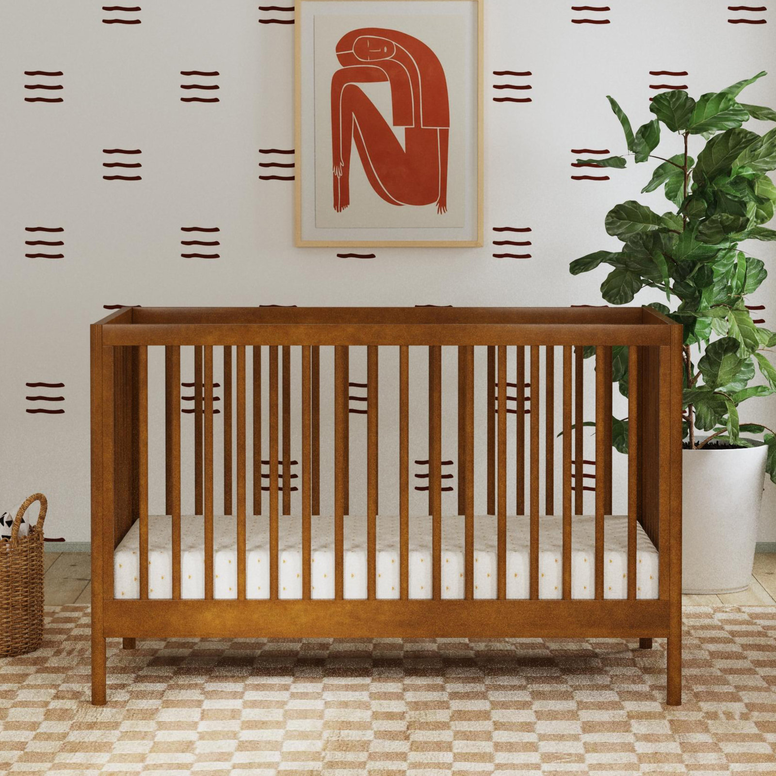Birdie 3 in 1 Convertible Crib, Walnut