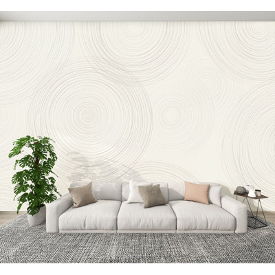 Peel and Stick Wallpaper Abstract Flowing Line Soft Beige Wavy Geometric Curves Wall Murals 100"H x 144"W Removable PVC Wall Paper Self-Adhesive Wall Decor for Bedroom Living Room Home Office