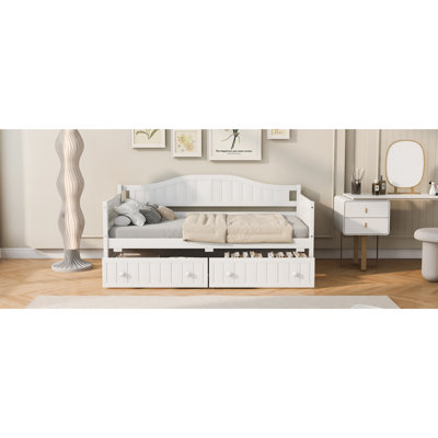 Twin Wooden Daybed with 2 drawers, Sofa Bed for Bedroom Living Room,No Box Spring Needed,White(OLD SKU:WF192860AAK)