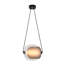 Luminaire suspendu 1 lumière DEL noire avec abat-jour en verre transparent et fumée-133554541