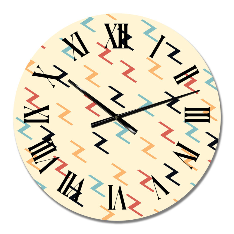 Horloge murale à motif zigzag bleu, orange et jaune, Petit