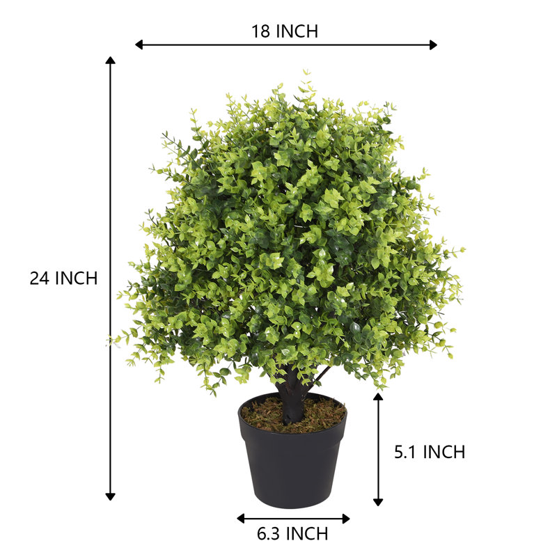 Boule de topiaire artificielle 24 po en pot, plante d'extérieur pour décoration de porte d'entrée, Vert