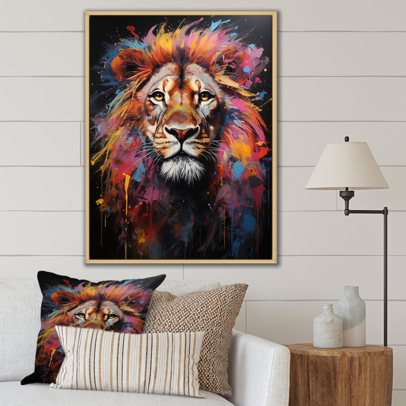 Lion Urban Wild Urban II sur toile, H 44 po x l 34 po x P 1,5 po, Cadre naturel flottant
