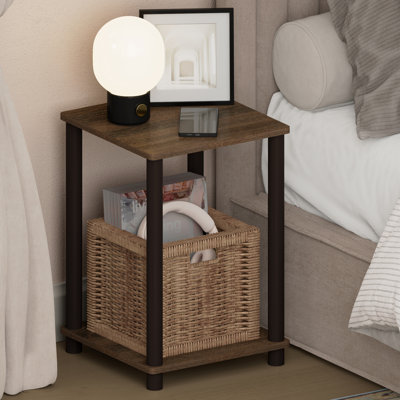 Furinno Turn-N-Tube Nightstand, Bedside Table, White/White