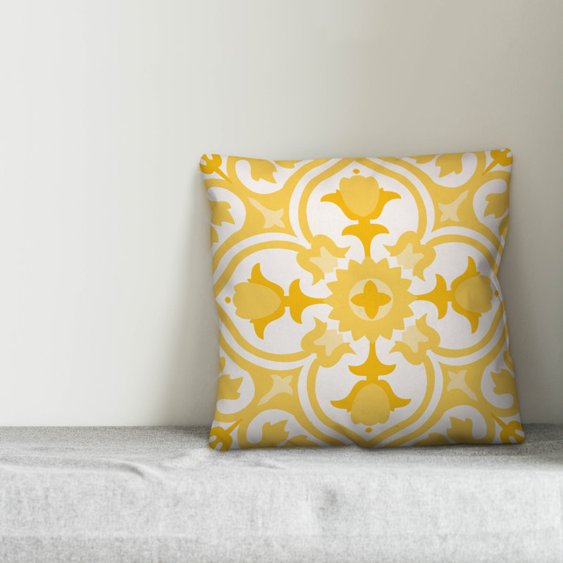 Geometric Throw Pillow, 18" x 18", Yellow, No Fill
