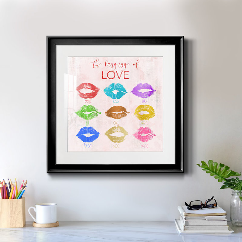 Rainbow Kiss - impression encadrée, Cadre noir, H 17,5 po x l 17,5 po x P 1,5 po