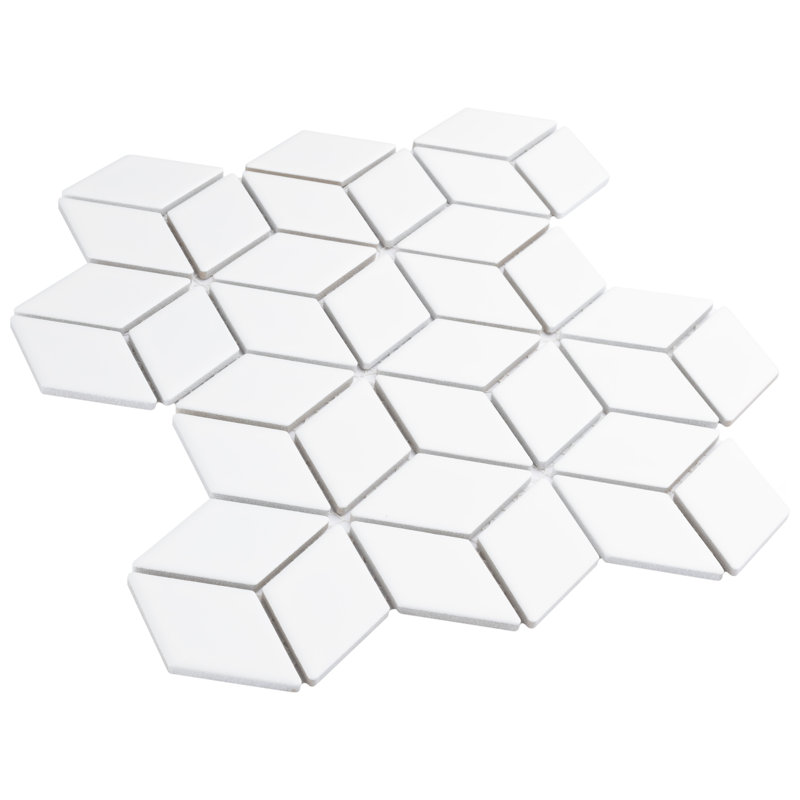 Hudson Rhombus 2'' x 3'' Porcelain Novelty Wall & Floor Tile, Matte White
