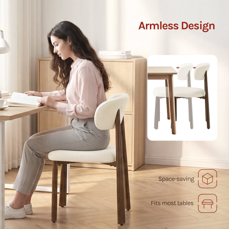 Upholstered Dining Chair, Cream, 2, Cream