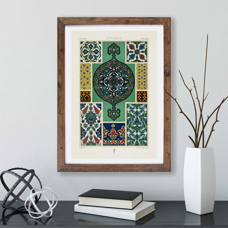 Ottoman Pattern by Albert Racinet - Framed Print, 33cm H x 45cm W x 2cm D, Walnut