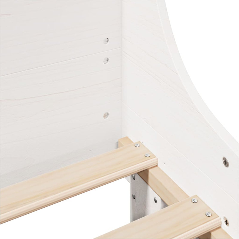 Solid Wood Bed, 120 x 200 cm, White