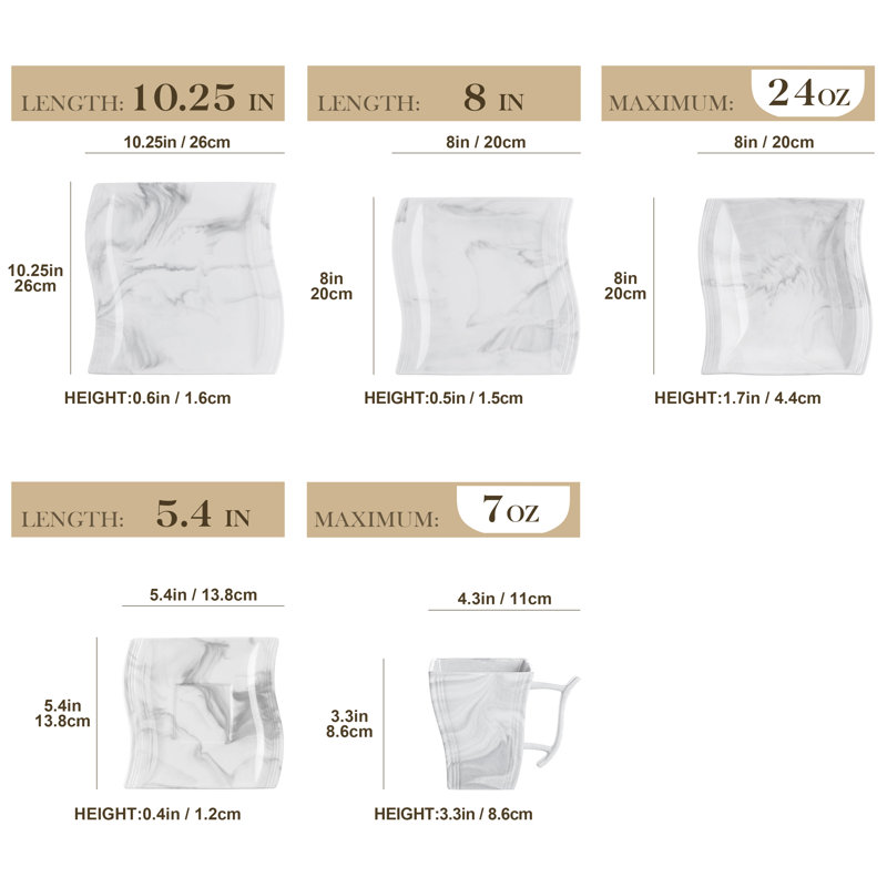 60 Piece Dinnerware Set, Service for 12 