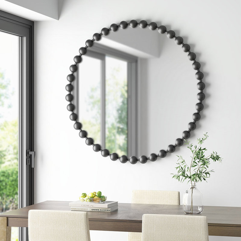 Round Wall Mirror 36"D, Black, 36" x 36"