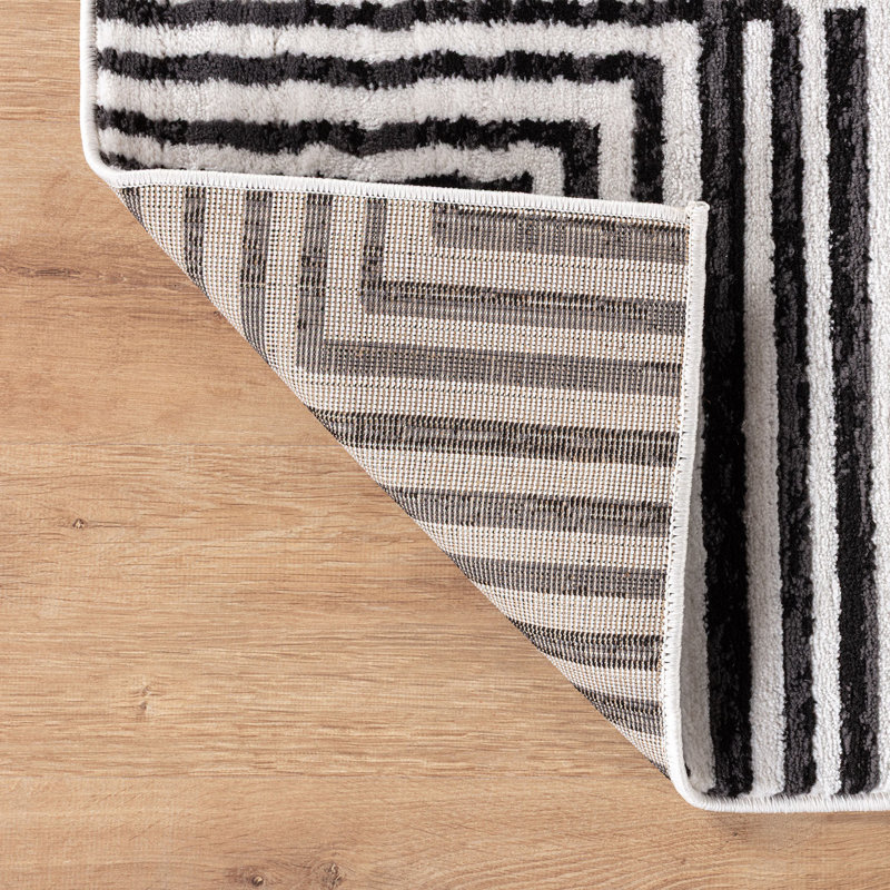 Tapis crème noir Modern Maze, Rectangulaire 2 pi x 3 pi