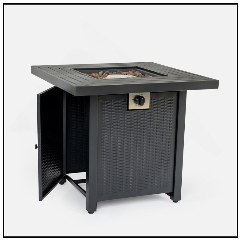Stylish 28-Inch Iron Square Propane Fire Pit Table