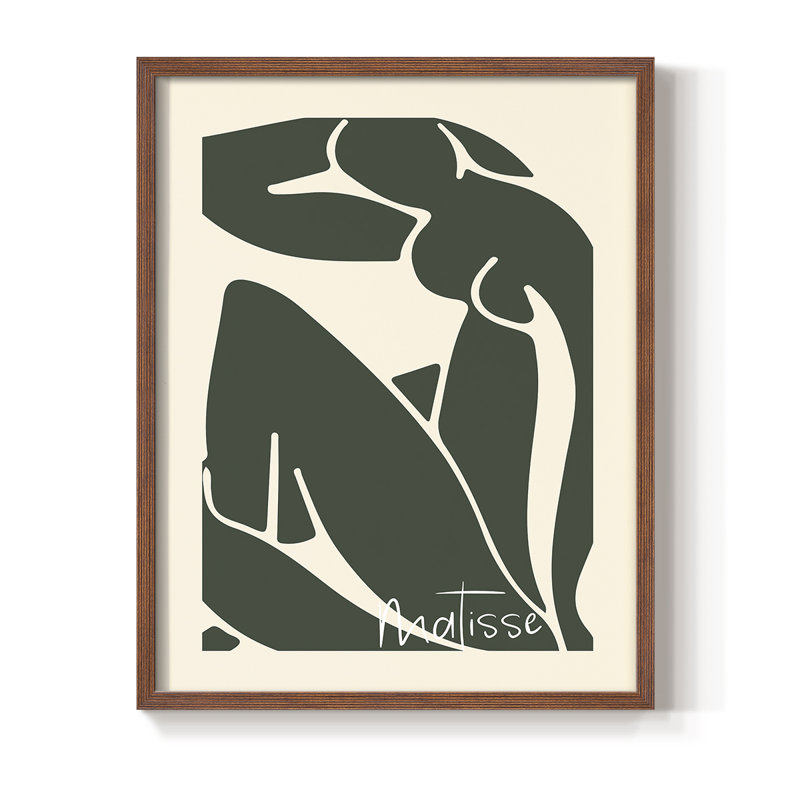 Matisse CCCVII Framed Print - Solid Wood, 28" H x 22" W, Brown