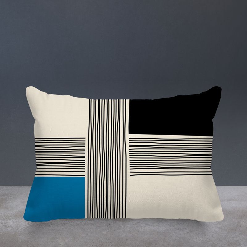 Cassie Abstract Spun Polyester Outdoor Reversible Throw Pillow, Turquoise, 18"H x 25"W
